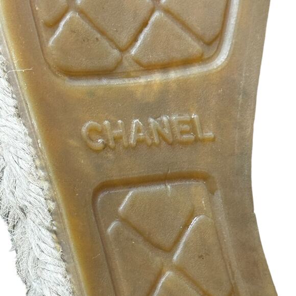 Chanel Black Leather Interlocking CC Logo Espadrilles Flats Size EU 39 - Picture 12 of 14